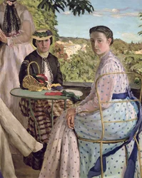 Familientreffen, Detail von zwei Frauen, 1867
